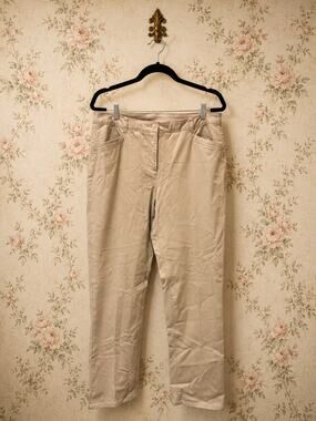 Chico’s So Slimming Pants Womens Size 2 US 12 L Beige Khaki Stretch Straight Leg